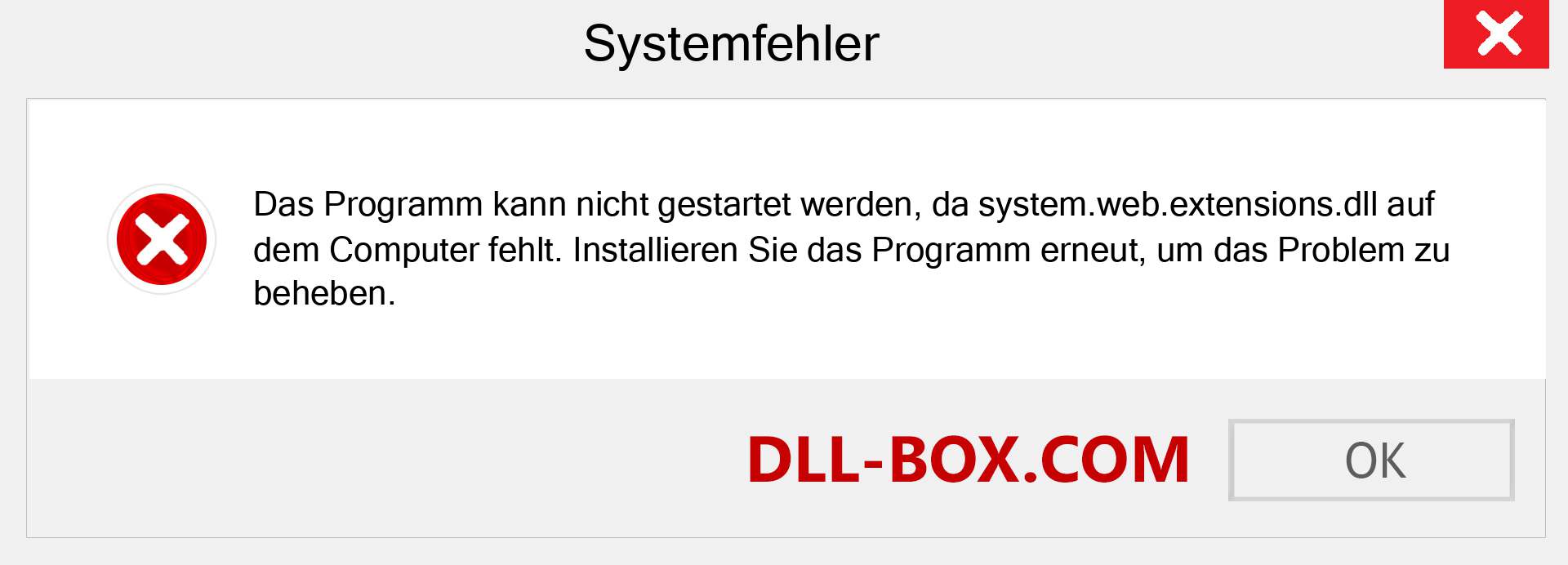 system.web.extensions.dll-Datei fehlt?. Download für Windows 7, 8, 10 - Fix system.web.extensions dll Missing Error unter Windows, Fotos, Bildern